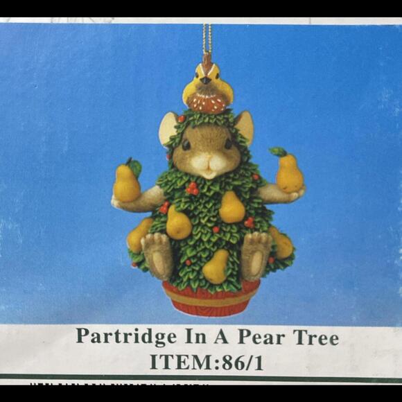 Charming Tails 12 Days of Christmas Ornament ~ PARTRIDGE IN A PEAR TREE ~ BNIB - Picture 1 of 5